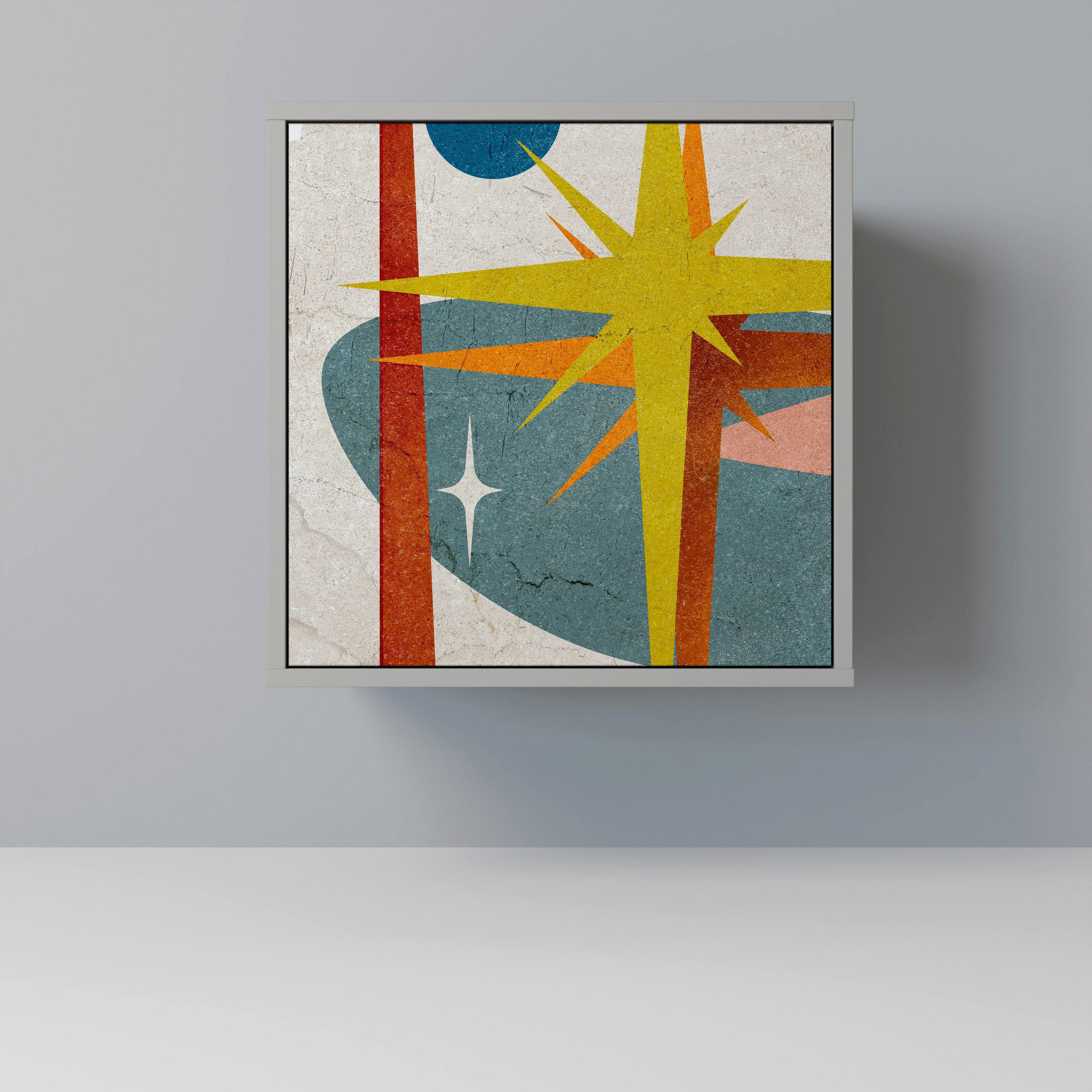 SIDEBOARD INTERSTELLAR VIBES, Grau, 57,5x42x57,5 cm, Ohne Füße - Multicolor/Grau, Holzwerkstoff (57.5/57.5/42cm) - SpaceRebels