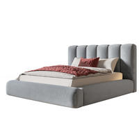 BETT 180x200 - Polsterbett mit Bettkasten und Holzrahmen - Modern Bett - Eleganter Jasmine-Stoff - Kollektion Alva Maxi - Hellgrau - Hellgrau, Holz/Textil (180/200cm) - Alpi-Möbel