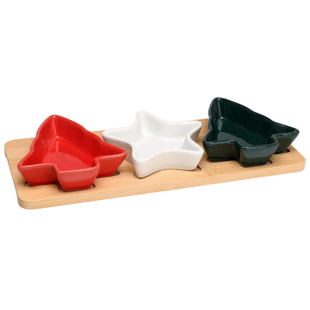 SNACKSCHALEN Porzellan auf Tablett 4 Stück. - Weiß, Keramik (10/12/3cm) - Excellent Houseware