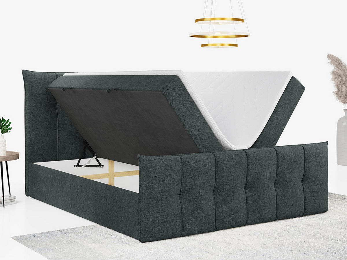 BOXBETT PREMIUM 11 200/200 Dunkelgrau Struktur - H4 - Dunkelgrau, Holz/Textil (200/200cm) - MKS