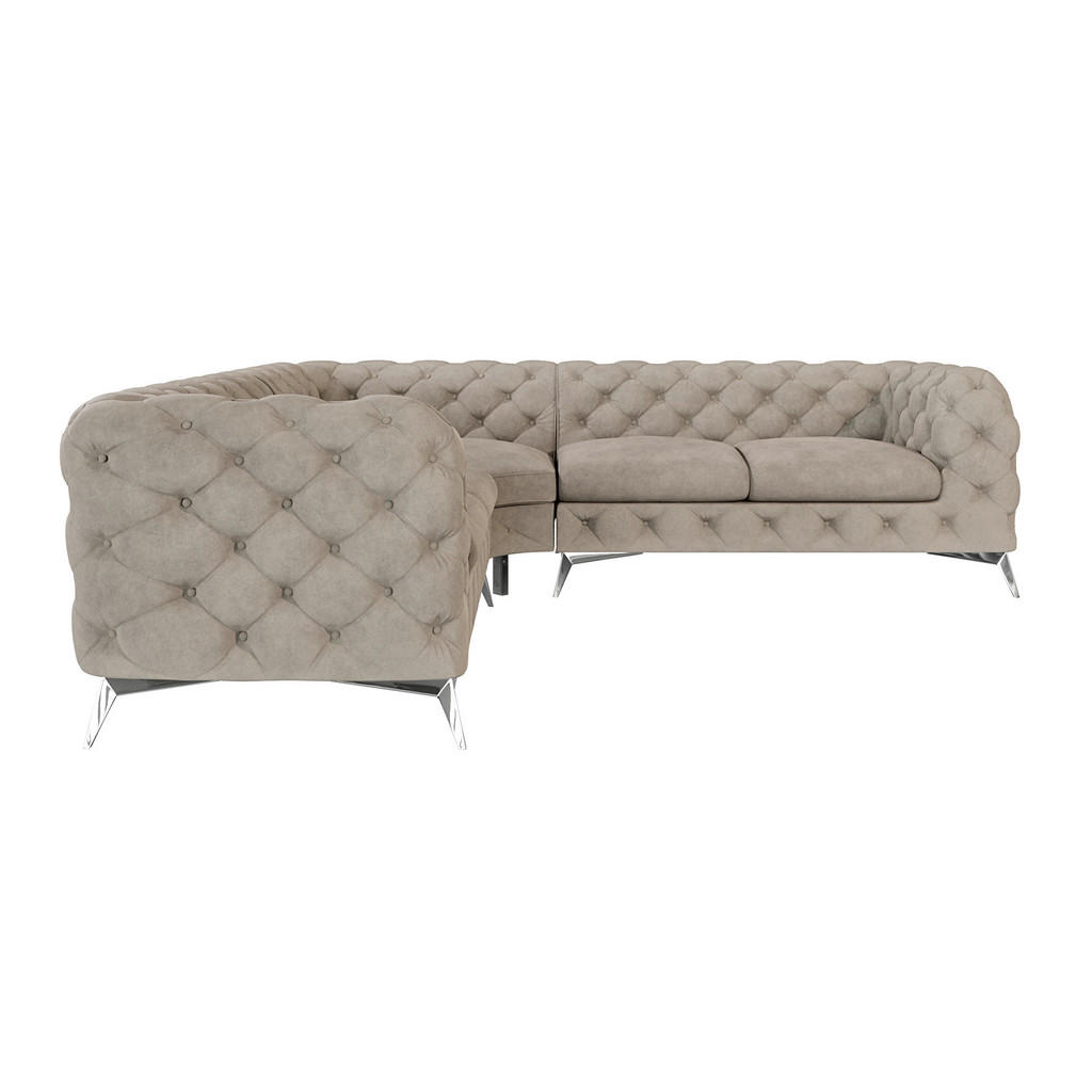 Thumbnail - S-Style Möbel Ecksofa, Creme, Textil, Echtholz,Buche, Birke, Füllung: Polyetherschaumkern, Eckteil,L-Form, 264x264 cm, B...