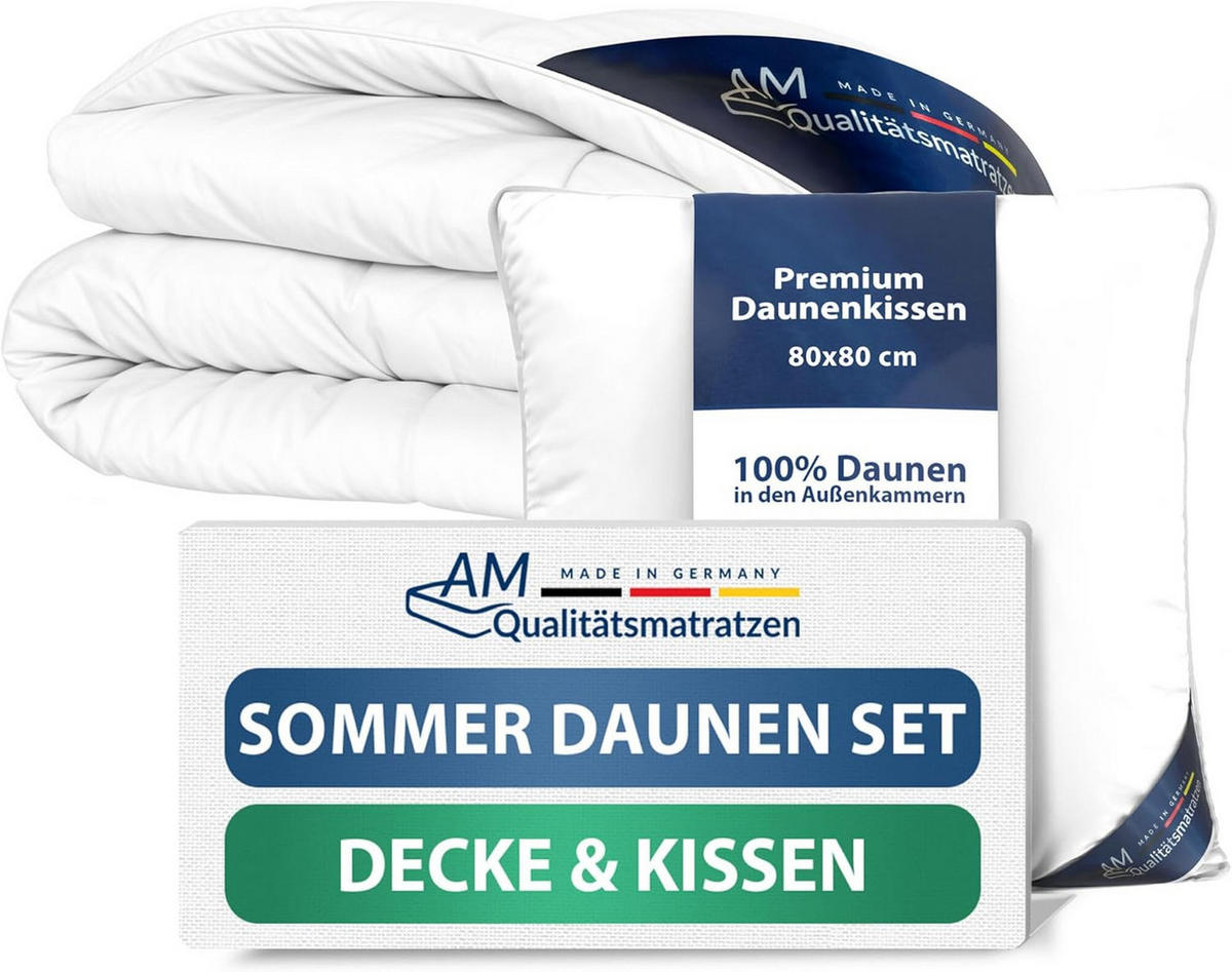 BETTWAREN SET Daunen Sommer 140/220cm, Kissen 80/80 cm - Weiß, Textil (140/220cm) - AM Qualitätsmatratzen