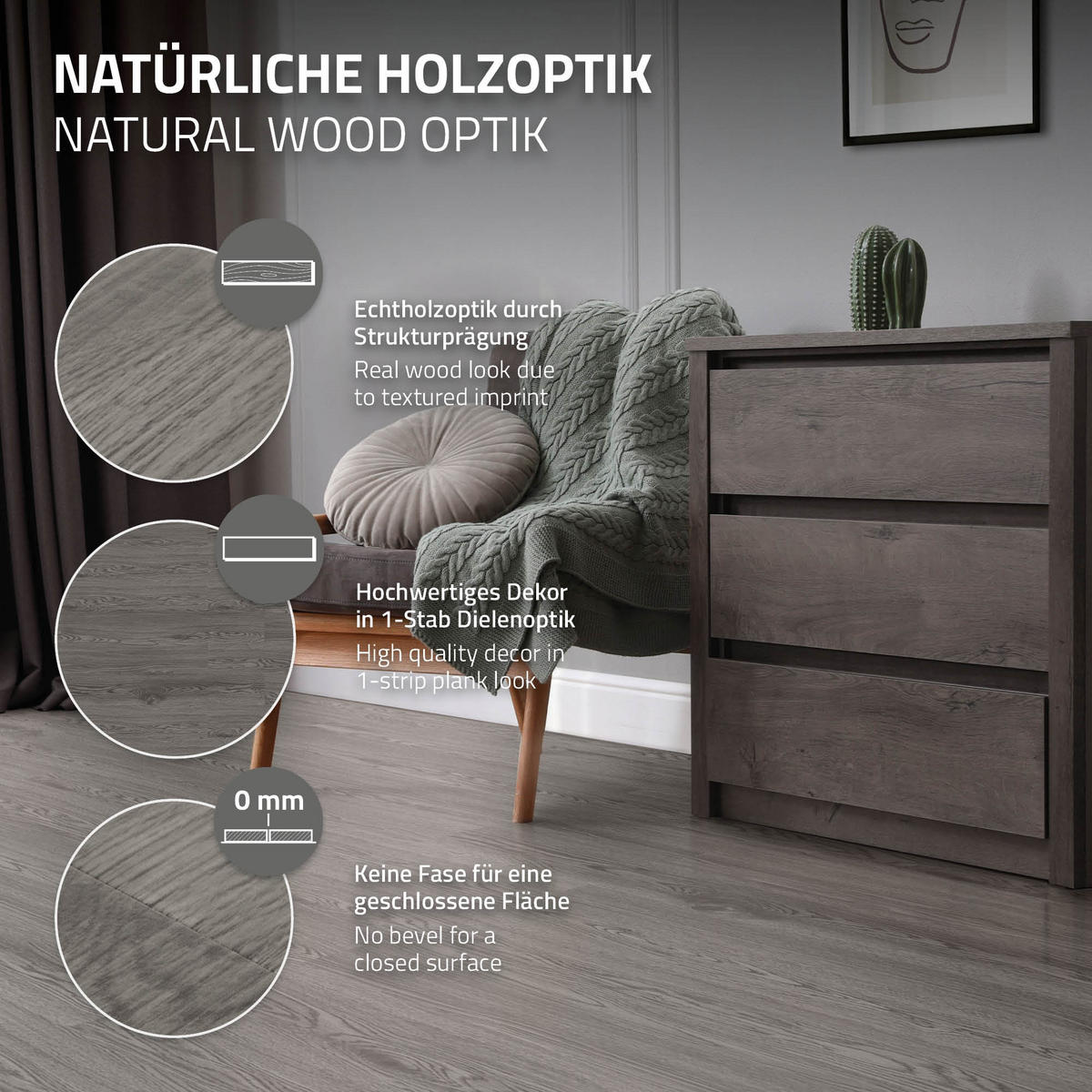 VINYLBODEN selbstklebend 8,92m²/64 Dielen Eiche Grau - Grau, Kunststoff (91.5/15.3/0.2cm) - ML-DESIGN