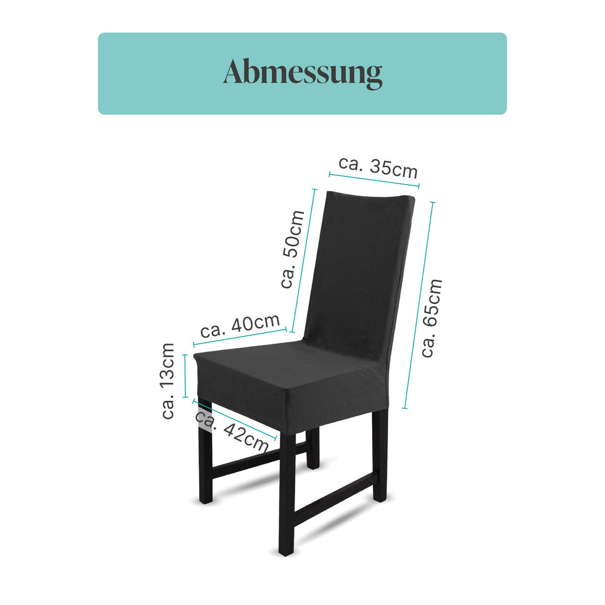 STUHLHUSSE elastisch ( 2er Pack / Schwarz ) - Stretchhusse aus Baumwolle für Esszimmer, Küche ( 42 cm x 65 cm ) - Schwarz, Textil (42/65cm) - Bestlivings