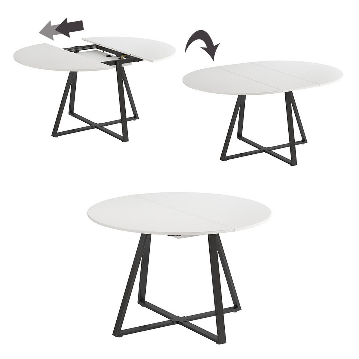 JÍDELNÍ STŮL Loyd Bílá/černá - bílá/černá, kompozitní dřevo (120/120/75.8cm) - Vicco