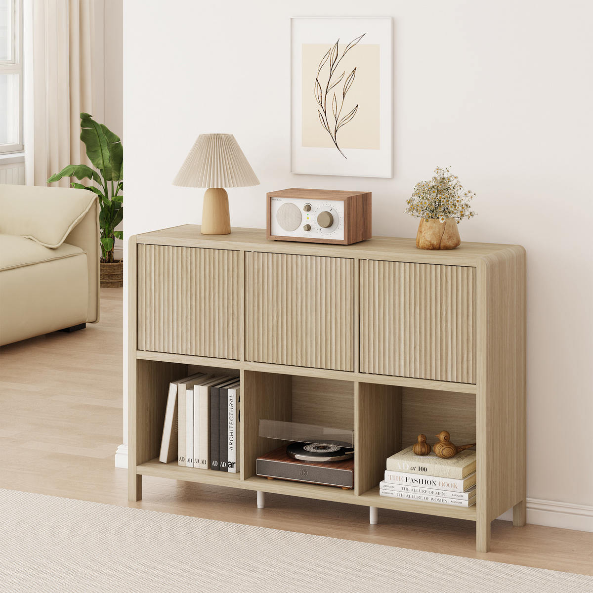 KOMODA Lukkodso - barva dubu, kompozitní dřevo (110/76.5/30cm) - [en.casa]