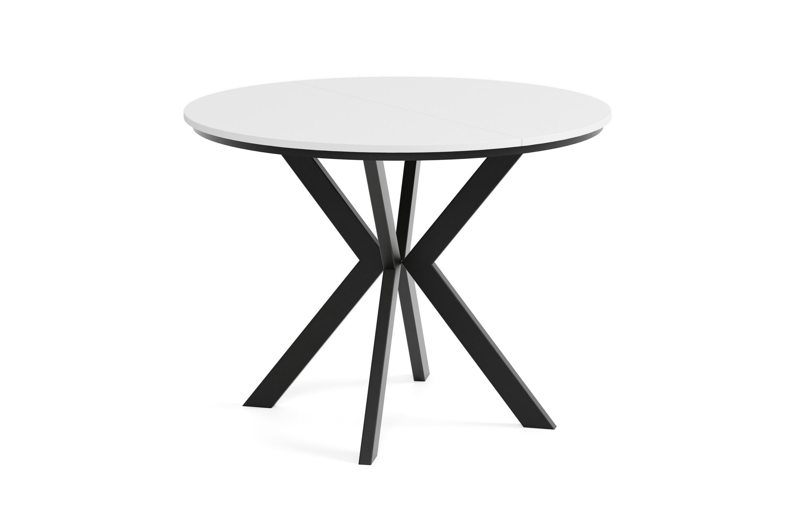 Meblini Esstisch Weiß, Schwarz 100x76x100 cm