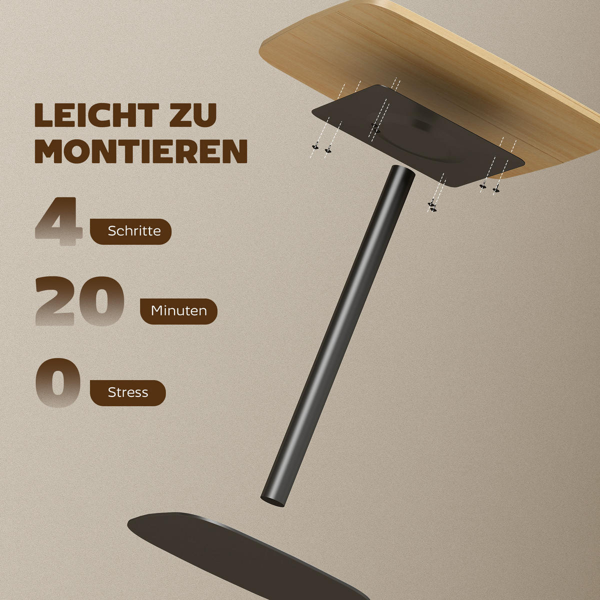 ESSTISCH für 2 Personen, Modern Esszimmertisch, 60 x 60 cm Küchentisch Naturholz - Schwarz/Naturfarben, Holzwerkstoff/Metall (60/60/75cm) - HOMCOM