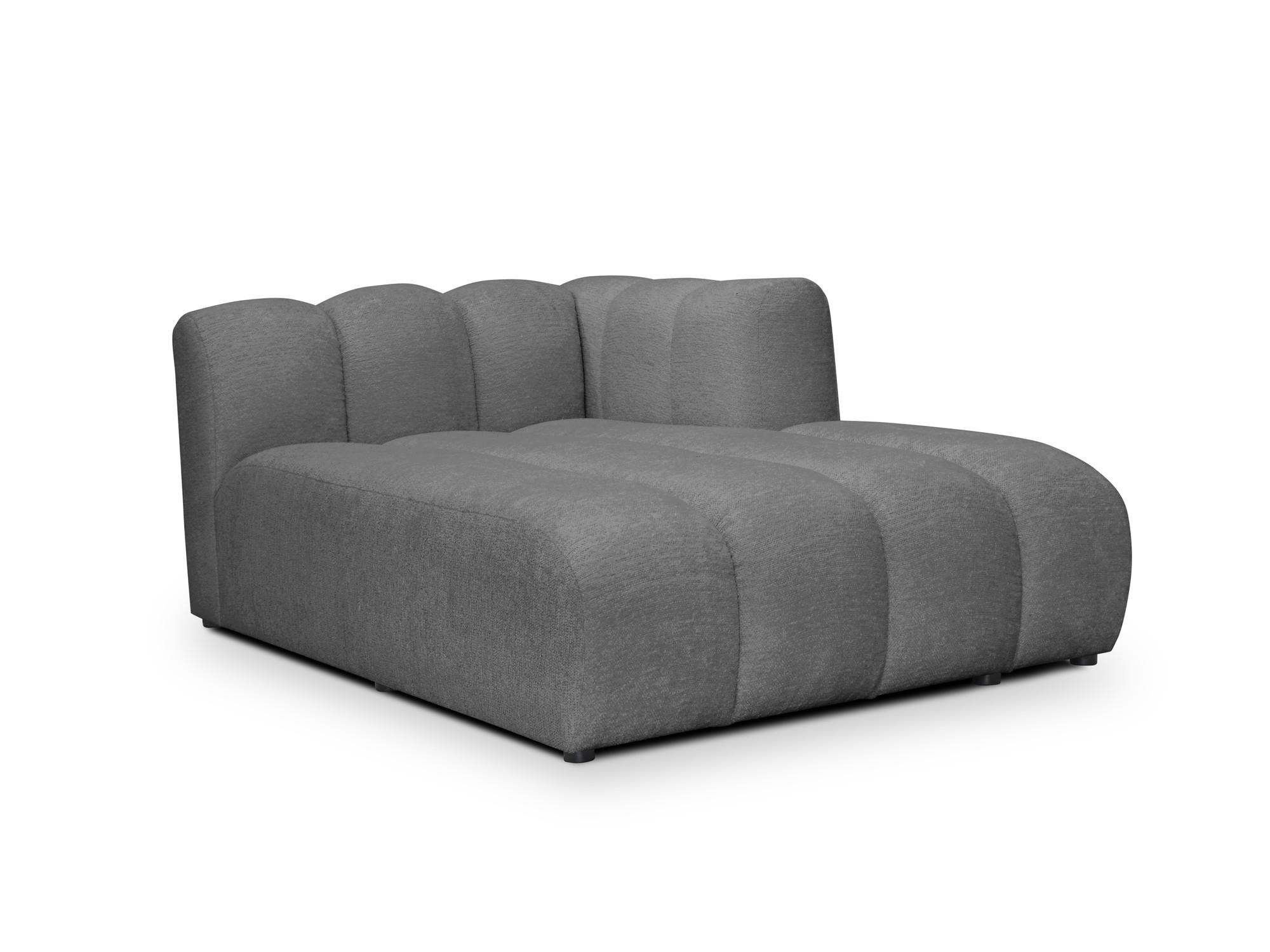 SOFAELEMENT Rechts Chenille Stoff Grau - Dunkelgrau/Schwarz, Holzwerkstoff/Kunststoff (179/70/113cm) - Makamii