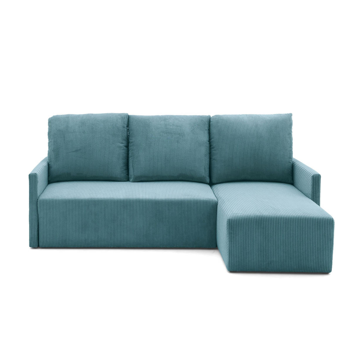 ECKSOFA GARDA L universell links/rechts montierbar mit Schlaffunktion 132x198 cm Cord Blau - Blau/Schwarz, Holz/Kunststoff (209/145cm) - NACANAPA