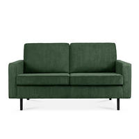 2-SITZER-SOFA INVIA Klassische-Stil mit Armlehnen, Feinkord-Stoff, Dunkelgrün - Dunkelgrün/Schwarz, Textil (164/87/98cm) - KONSIMO®