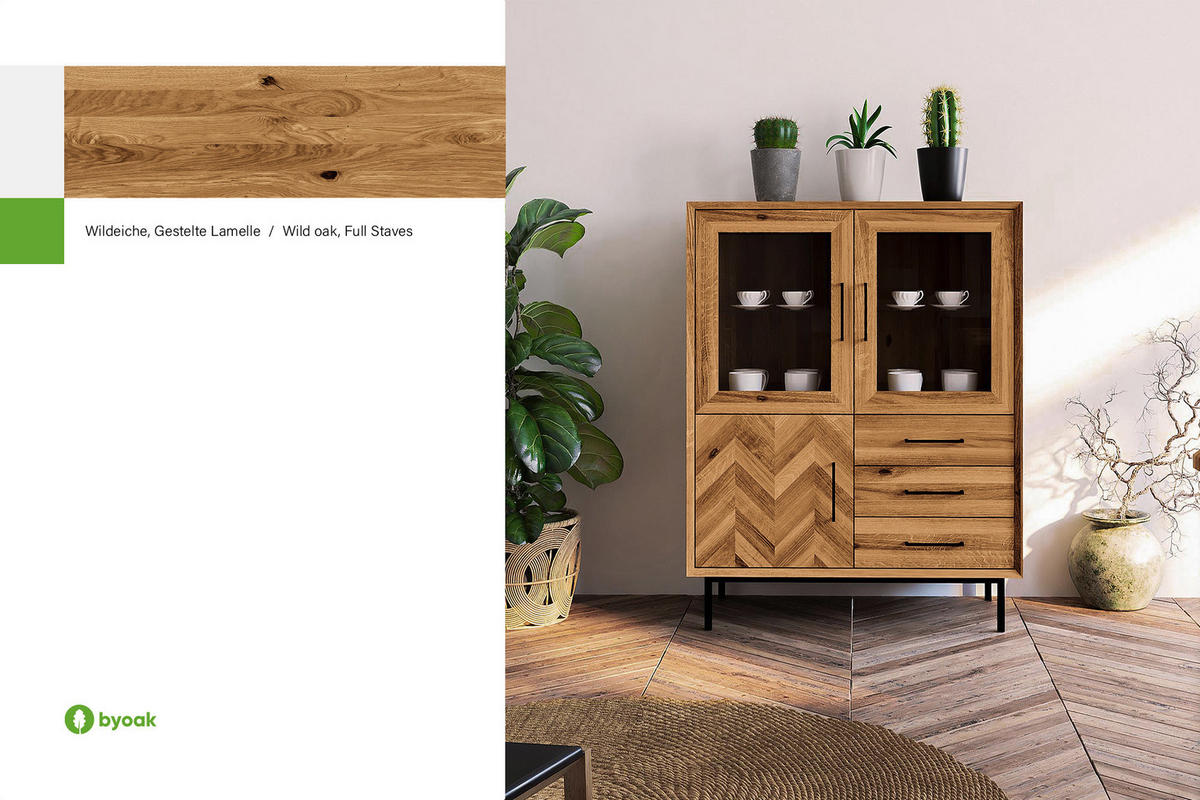 SIDEBOARD LEON Wildeiche - Wildeiche, Holz (97/125/45cm) - byoak