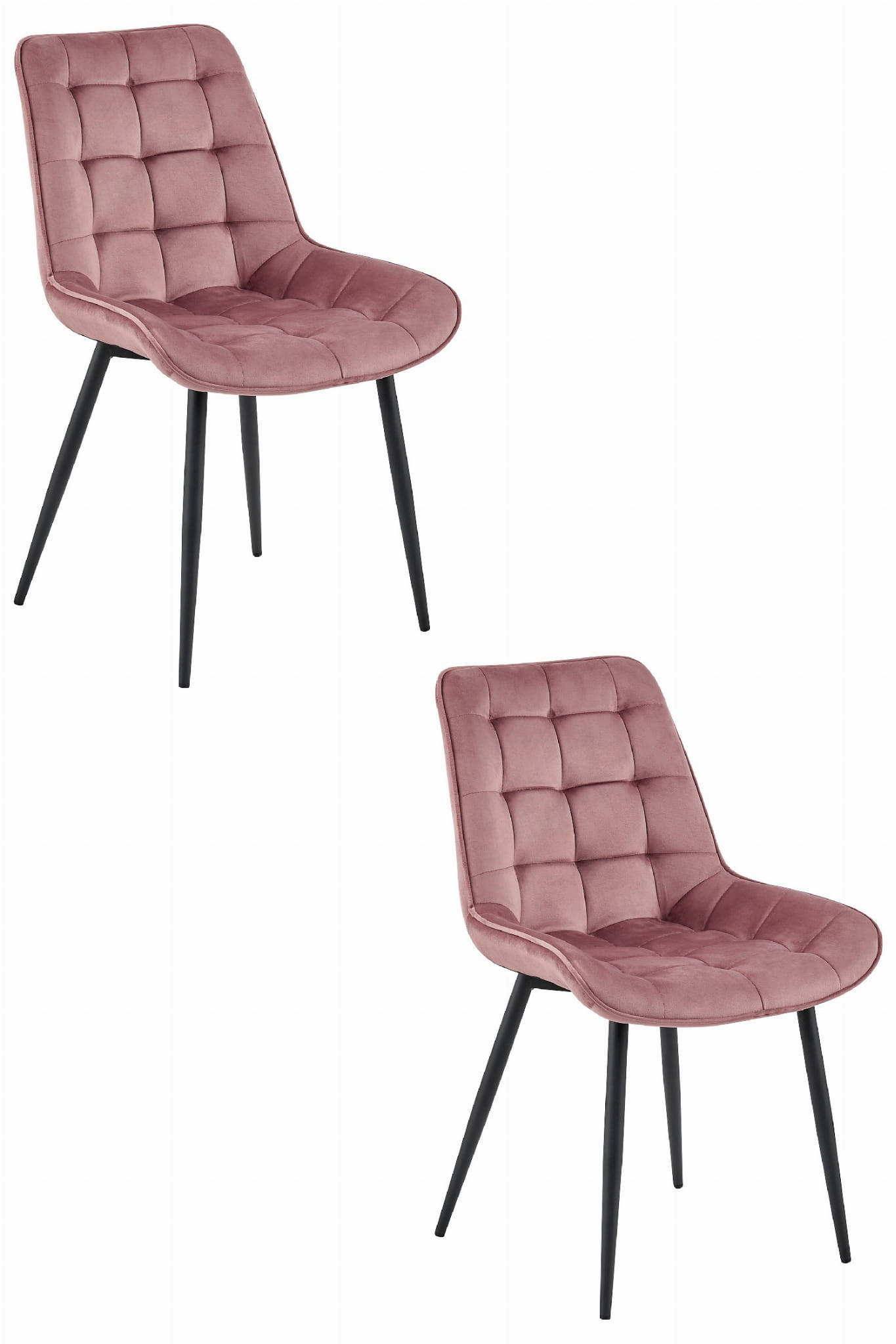 ESSZIMMERSTUHL 2-er Set BERA dunkelrosa Sitz, schwarze Beine - Dunkelrosa/Schwarz, Textil (54/88/60cm) - Valora