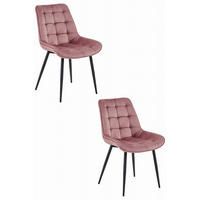 ESSZIMMERSTUHL 2-er Set BERA dunkelrosa Sitz, schwarze Beine - Dunkelrosa/Schwarz, Textil (54/88/60cm) - Valora