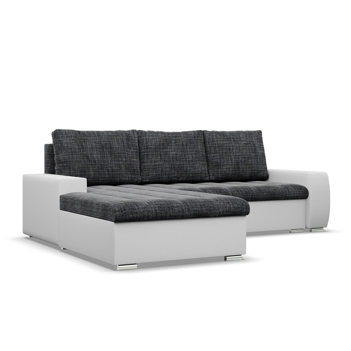 ECKSOFA MIT SCHLAFFUNKTION AURORA LINKS, Schwarz + Grau - Schwarz/Grau, Textil (243/200cm)