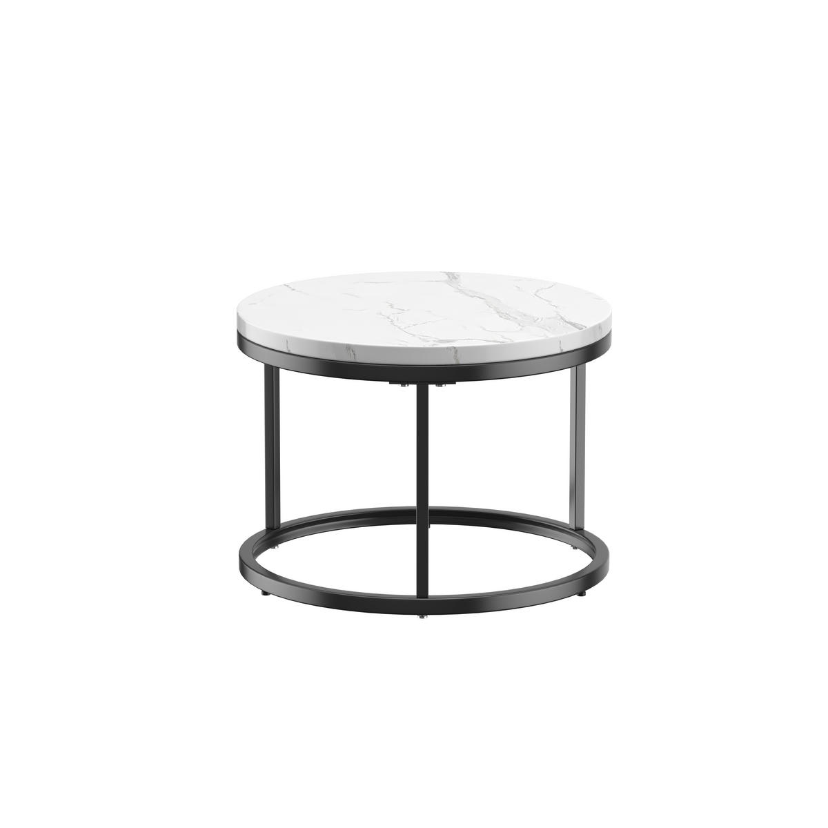 COUCHTISCH 2er Set 70/70/45 cm in Weiß und Schwarz aus MDF mit Metallrahmen - Schwarz/Weiß, Holzwerkstoff/Metall (70/70/45cm) - CHICFURN