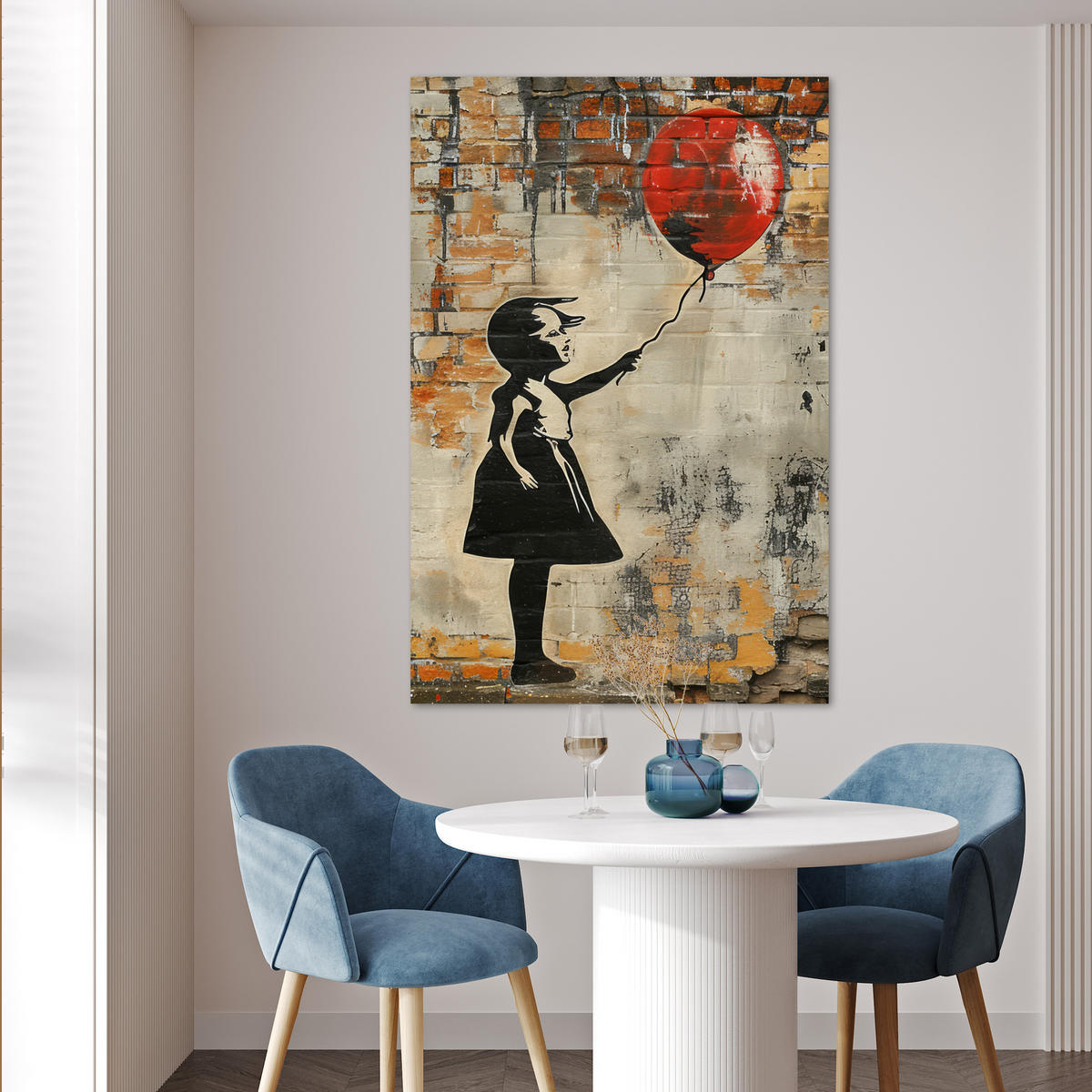 POSTER Graffiti - Banksy - Mädchen - Straßenkunst 80x120 cm - Sandfarben, Papier (80/120/0.1cm) - MuchoWow