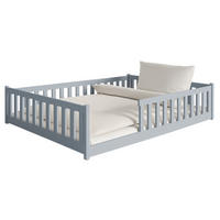BODENBETT 140x200 cm in Aschgrau mit Matratze - Hellgrau, Holz (140/200cm) - Kids Collective