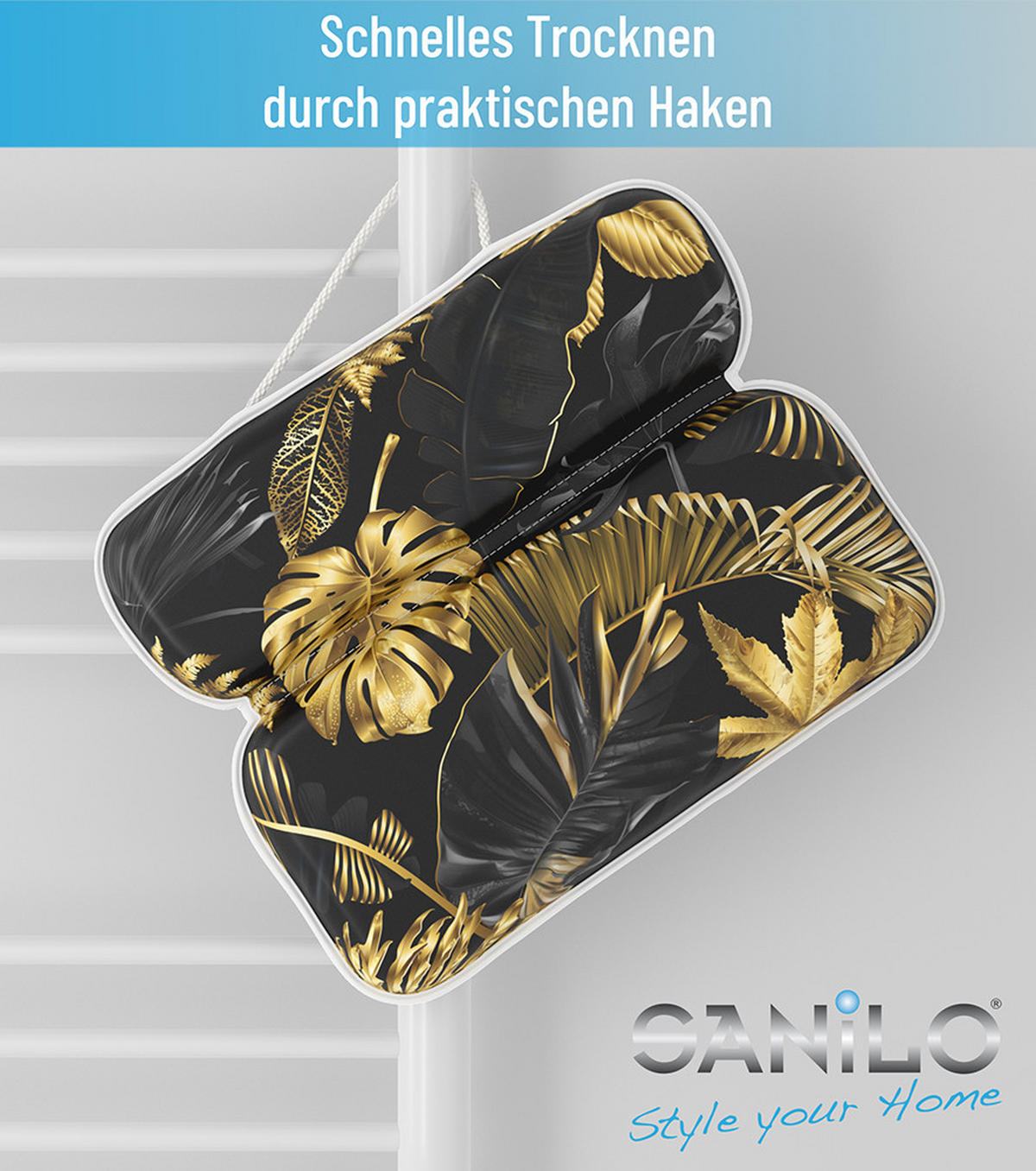 BADEWANNENKISSEN Golden Leaves - Goldfarben, Kunststoff (39/5.5cm) - Sanilo