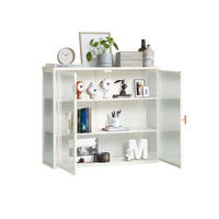 WANDSCHRANK 2-türig, 3-stufig, Glas/Metall, modernes, platzsparendes Aufbewahrungsmöbel, 70/23,01/59,99 cm, Antik Weiß - Weiß, Metall (70/59.99/23.01cm) - Redom