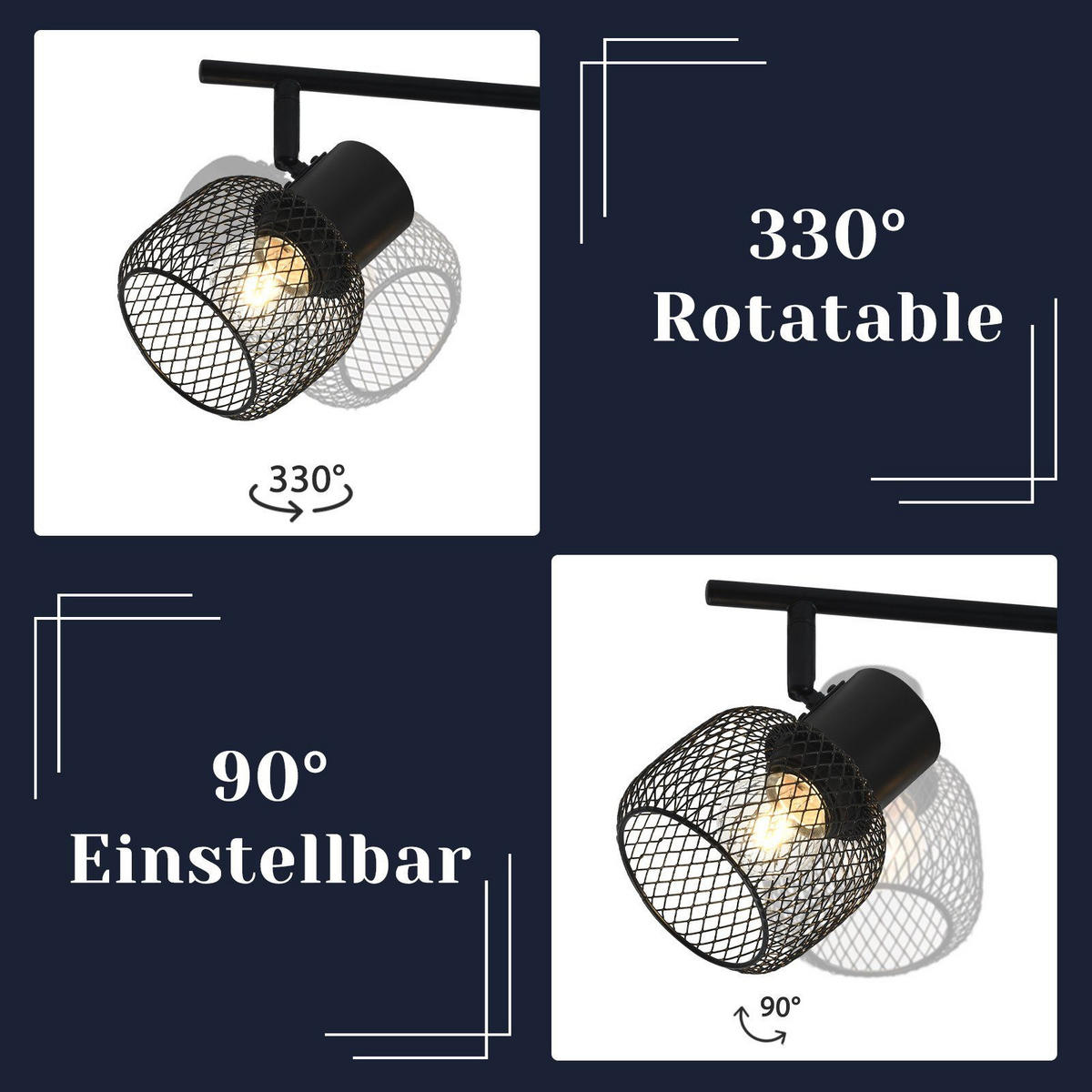 DECKENLEUCHTE Lydia 4-flammig 64/15/21 cm - Schwarz, Metall (64/15/21cm) - Nettlife