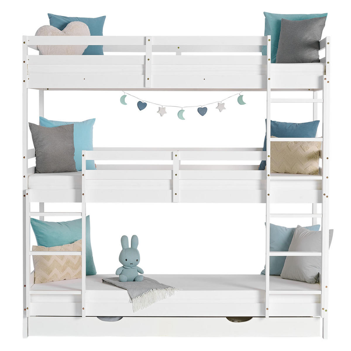 ETAGENBETT Kinderbett 90/200 cm weiß Bettkasten - Weiß, Holz - Homestyle4u
