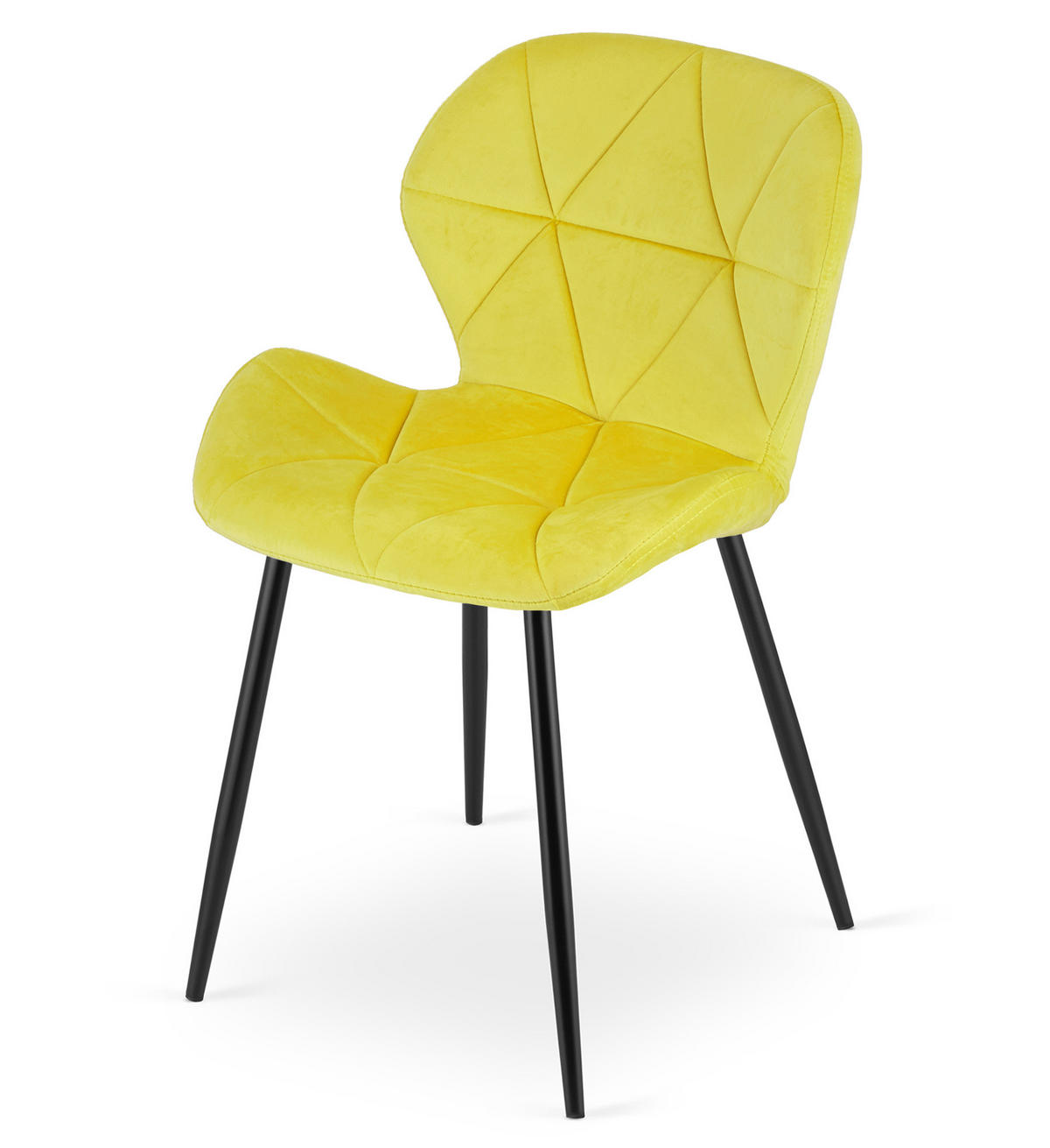 STUHL Gelb 46x53 cm MANGO Samt Bezug 3 Stück - Gelb, Kunststoff (46/52/53cm)