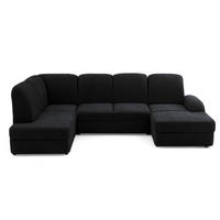 ECKSOFA VIBE U Links mit Schlaffunktion 129x263 Chenille Anthrazit - Anthrazit/Schwarz, Holz/Kunststoff (280/102/186cm) - Muffo