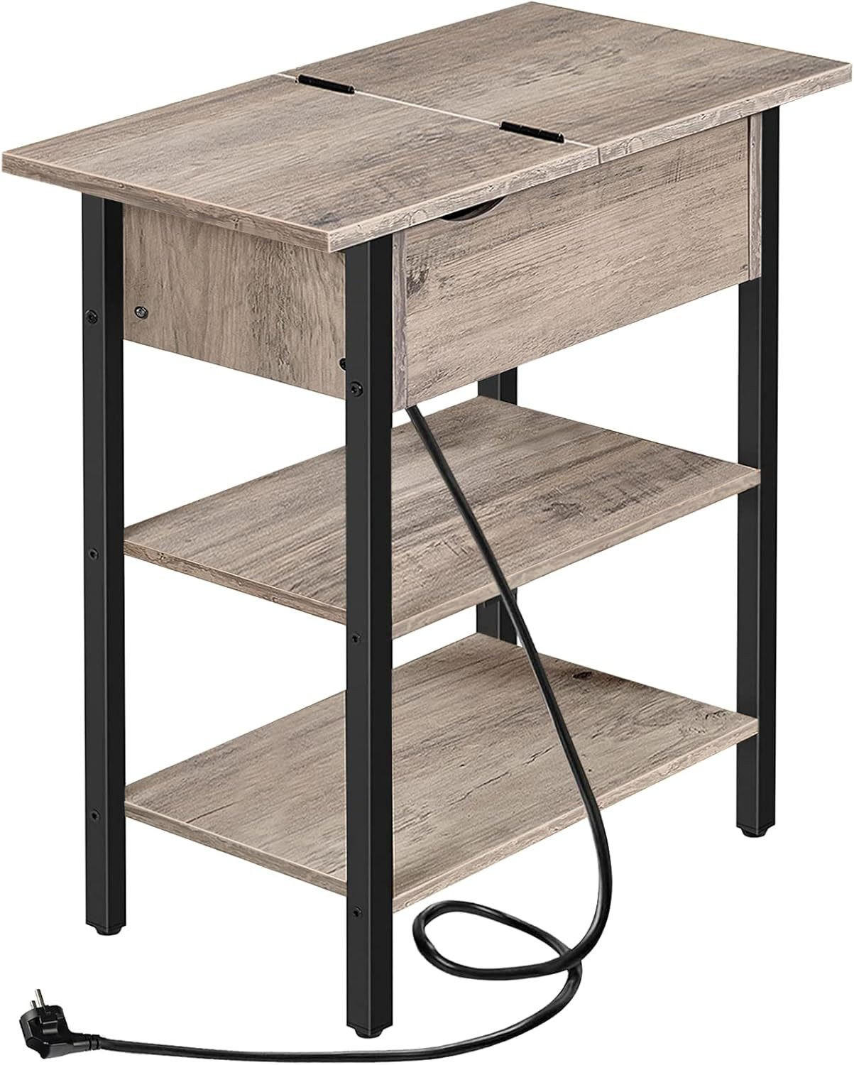 Hoobro Beistelltisch Greige, Schwarz, Braun 26x64x48 cm