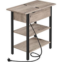 BEISTELLTISCH BRAUN Sofatisch mit Ladestation - Greige/Schwarz, Holzwerkstoff (48/26/64cm) - Hoobro