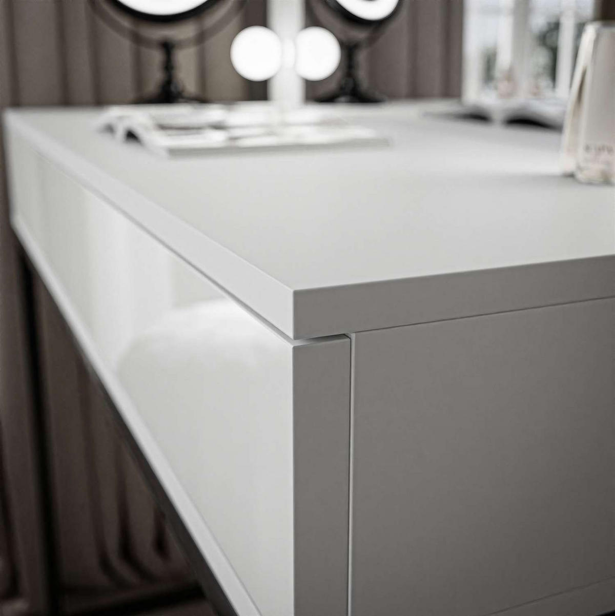 KONSOLE BLANCO LOFT Schwarz / Weiß Hochglanz PUSH OPEN - Weiß Hochglanz, Holzwerkstoff (42/100/81cm) - Lookway