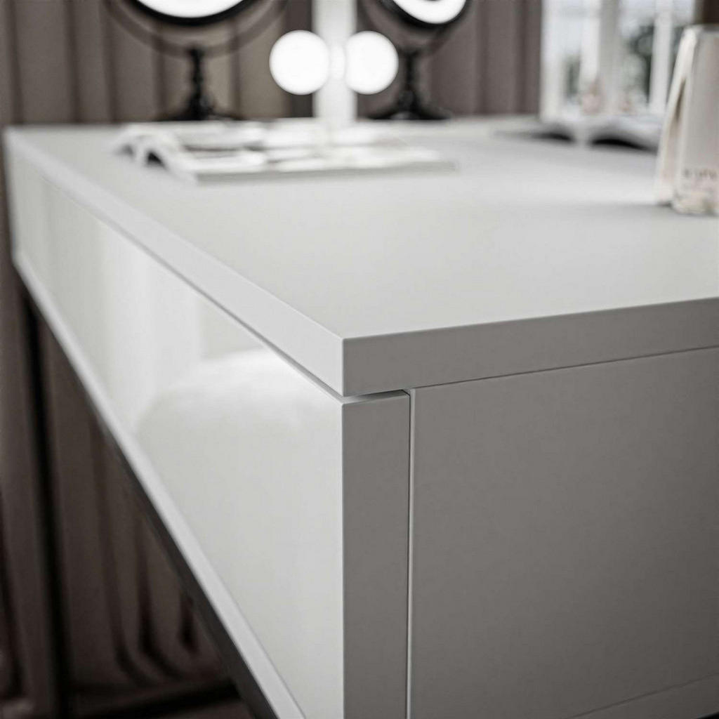 Thumbnail - Lookway Schminktisch, Weiß, Weiß Hochglanz, Holzwerkstoff, 100x146x42 cm, Schlafzimmer, Schminktische