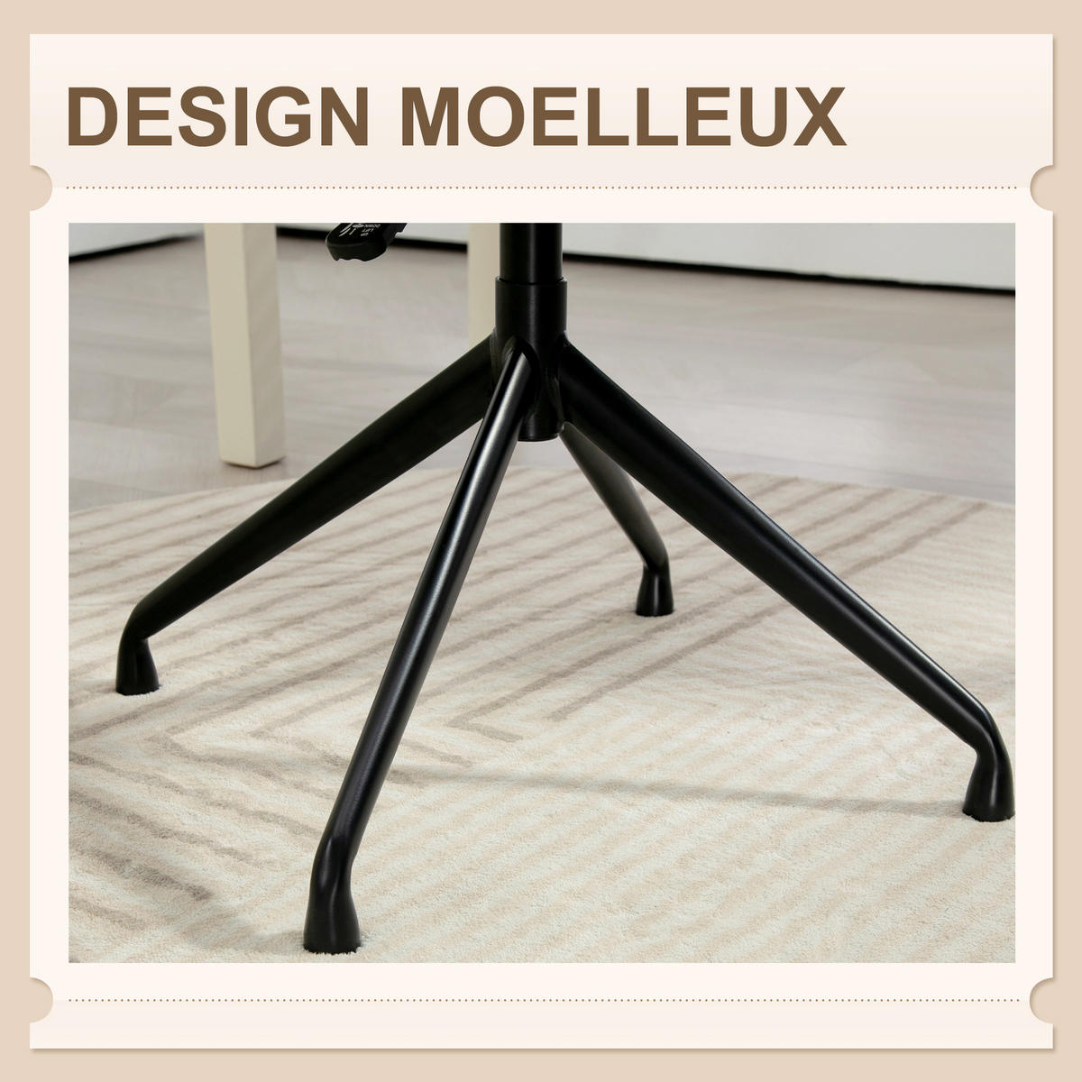 DREHSTUHL DE-11698 ergonomisch höhenverstellbar 360° drehbar Bouclé-Stoff Weiß - Creme, Textil (64/89/62cm) - ComfortXL