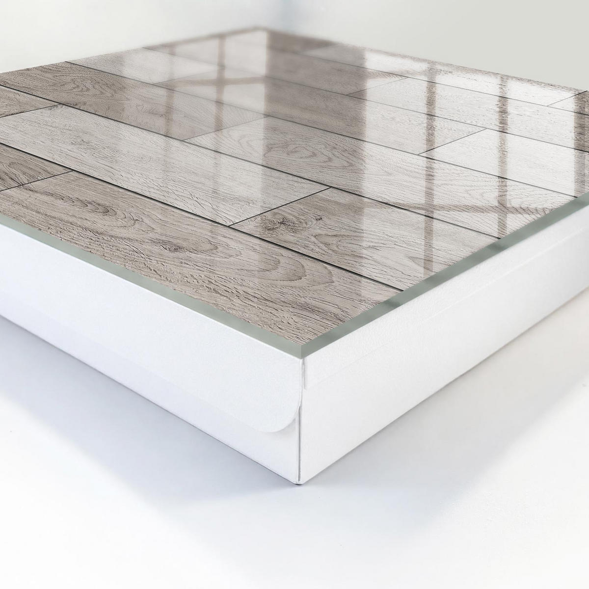SCHLÜSSELBOX Weiß 30x30 cm – Türöffnung nach rechts - Graues Holz - Grau, Metall (30/30/5cm) - TULUP