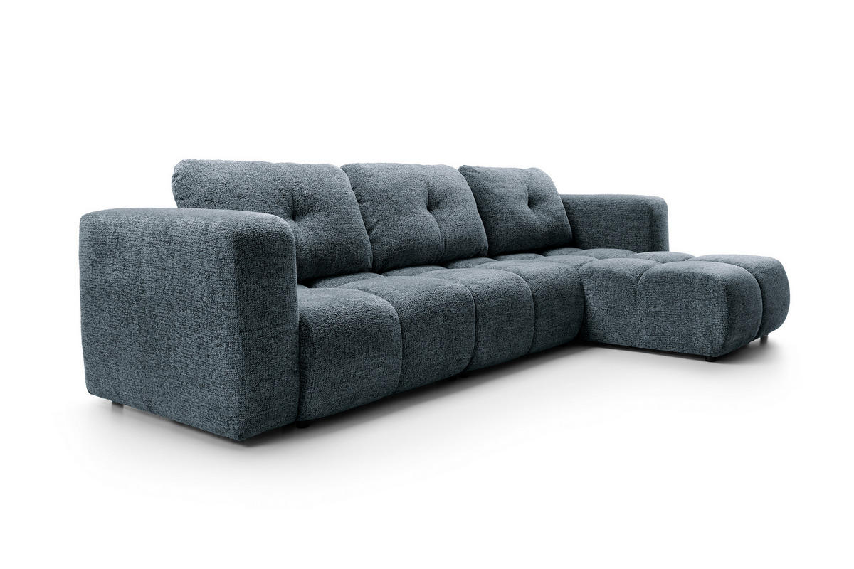ECKSOFA ARTE 03 Dunkelblau Chenille mit Schlaffunktion - Dunkelblau, Holz (336/177cm) - MASSENO