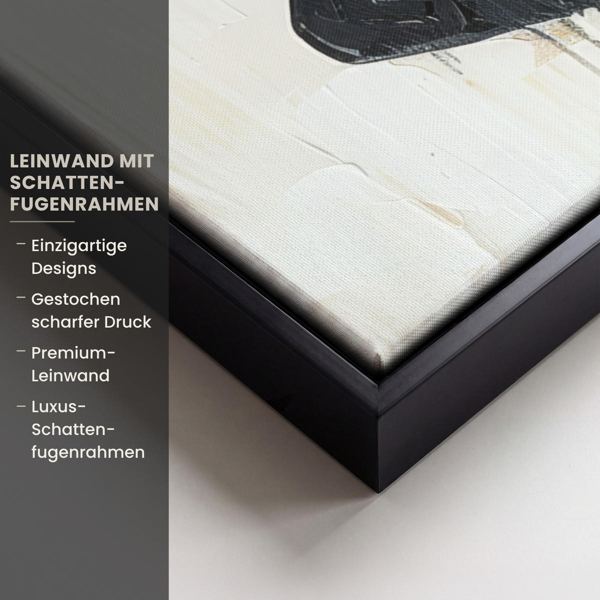 LEINWAND Bilder mit Rahmen - Abstrakt - Liebe - Schwarz und weiß - Modern - 50x50 - Schwarz, Textil (50/50cm) - MuchoWow