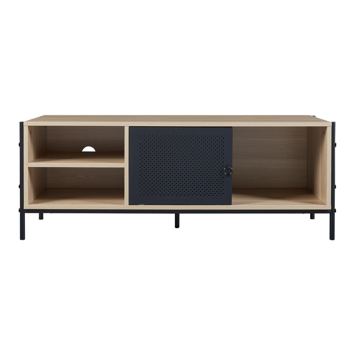 TV-ELEMENT Tysnes - Eichefarben/Schwarz, Holzwerkstoff/Metall (120/45/40cm) - [en.casa]