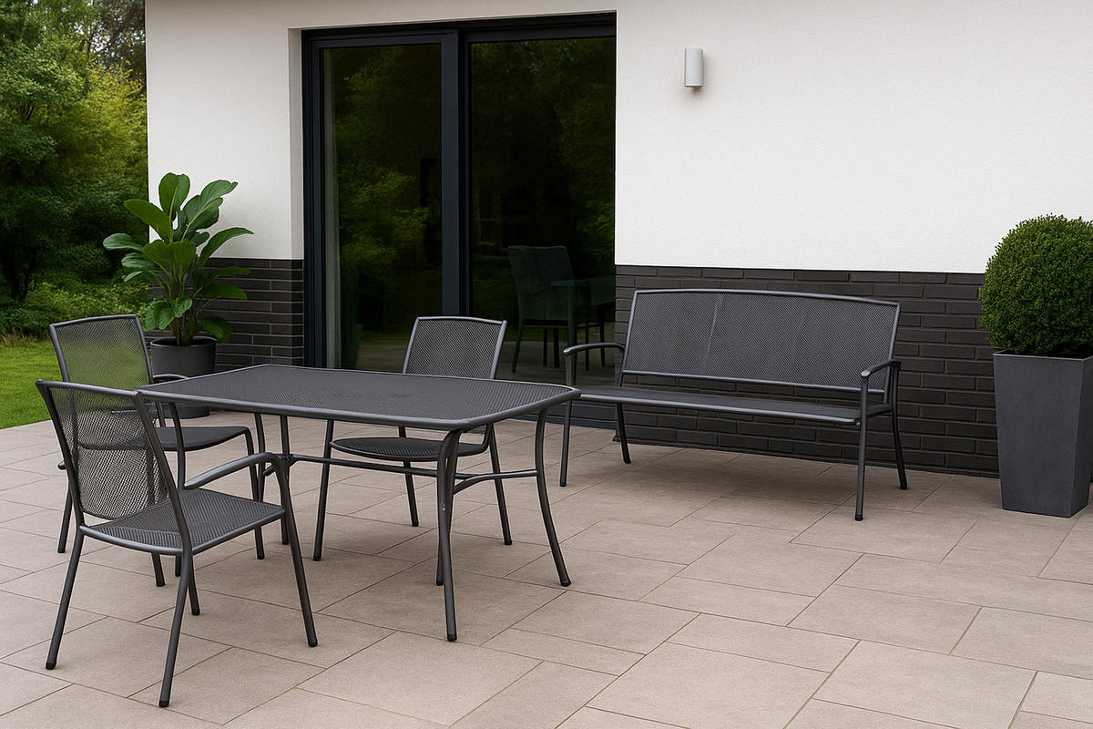 GARTENBANK Roma 3-Sitzer aus Streckmetall - Grau, Metall (171/92/65cm) - TPFGarden