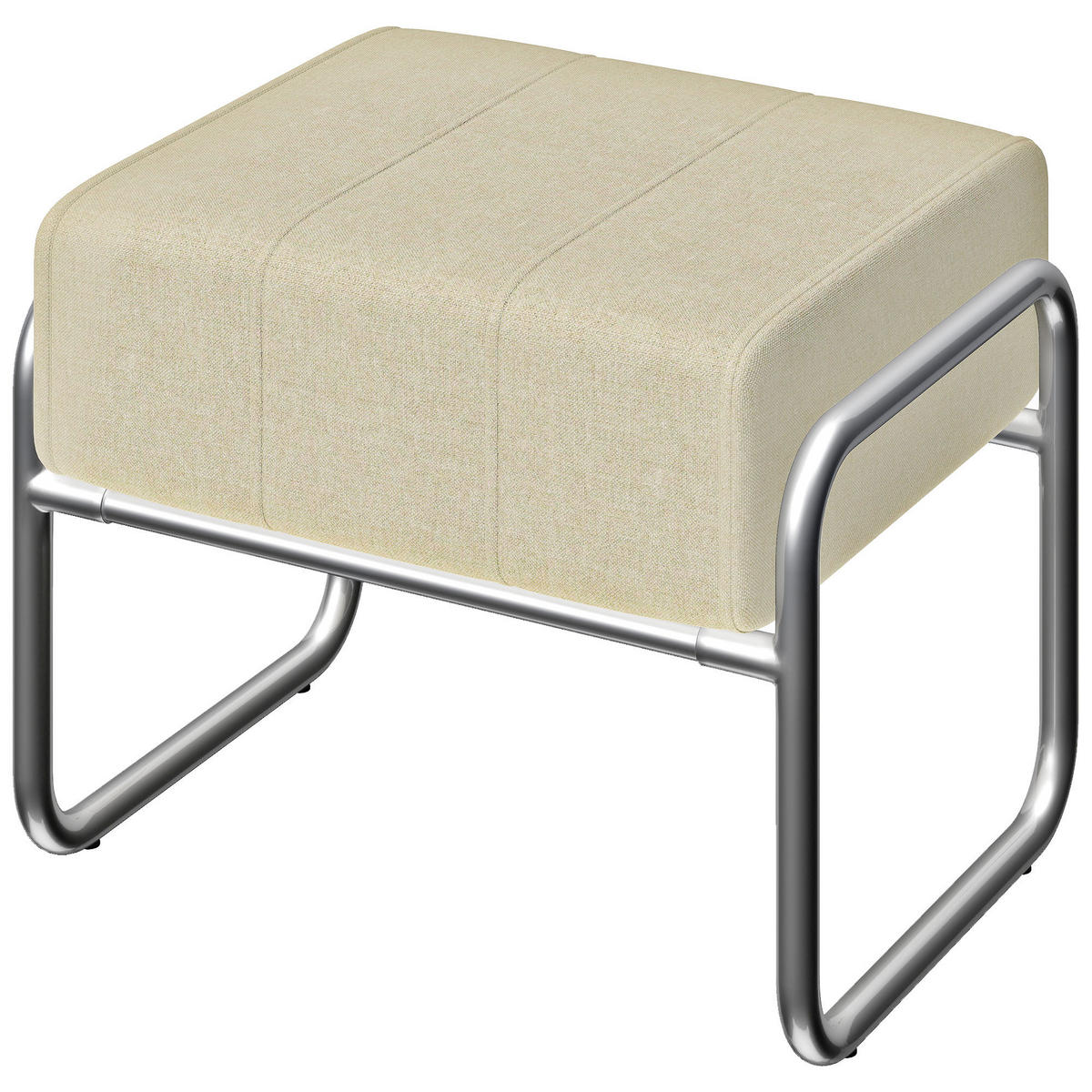 FUSSHOCKER DE-07218 dick gepolstert mit Chenille-Stoff und Stahlbeinen Beige - Beige, Metall (42/42/52cm) - ComfortXL