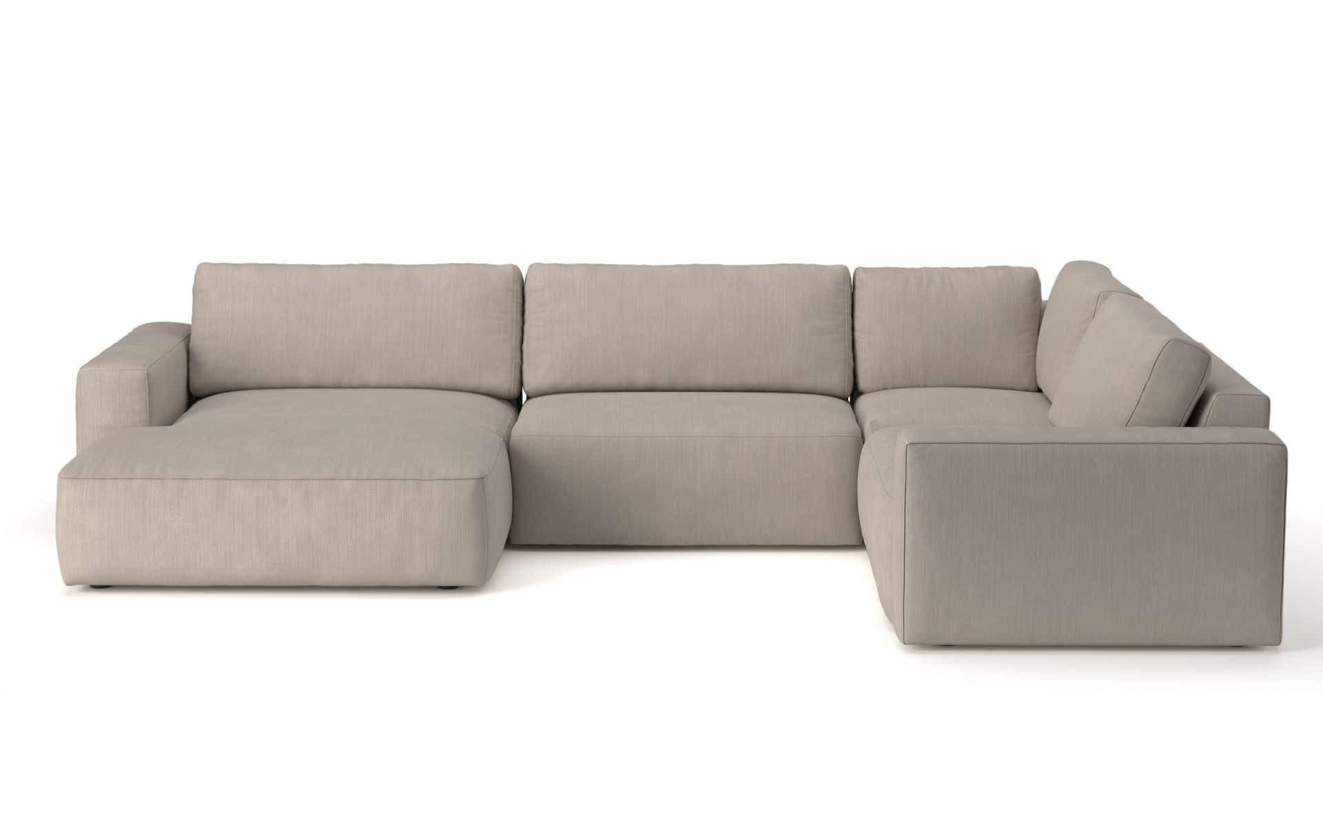 WOHNLANDSCHAFT mit wasserabweisendem Stoff - Beige/Schwarz, Holz/Kunststoff (249/89/367cm) - Cotta