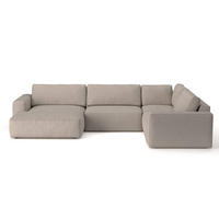 WOHNLANDSCHAFT mit wasserabweisendem Stoff - Beige/Schwarz, Holz/Kunststoff (249/89/367cm) - Cotta