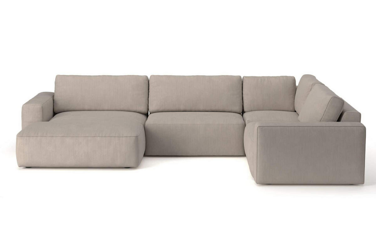 WOHNLANDSCHAFT mit wasserabweisendem Stoff - Beige/Schwarz, Holz/Kunststoff (249/89/367cm) - Cotta