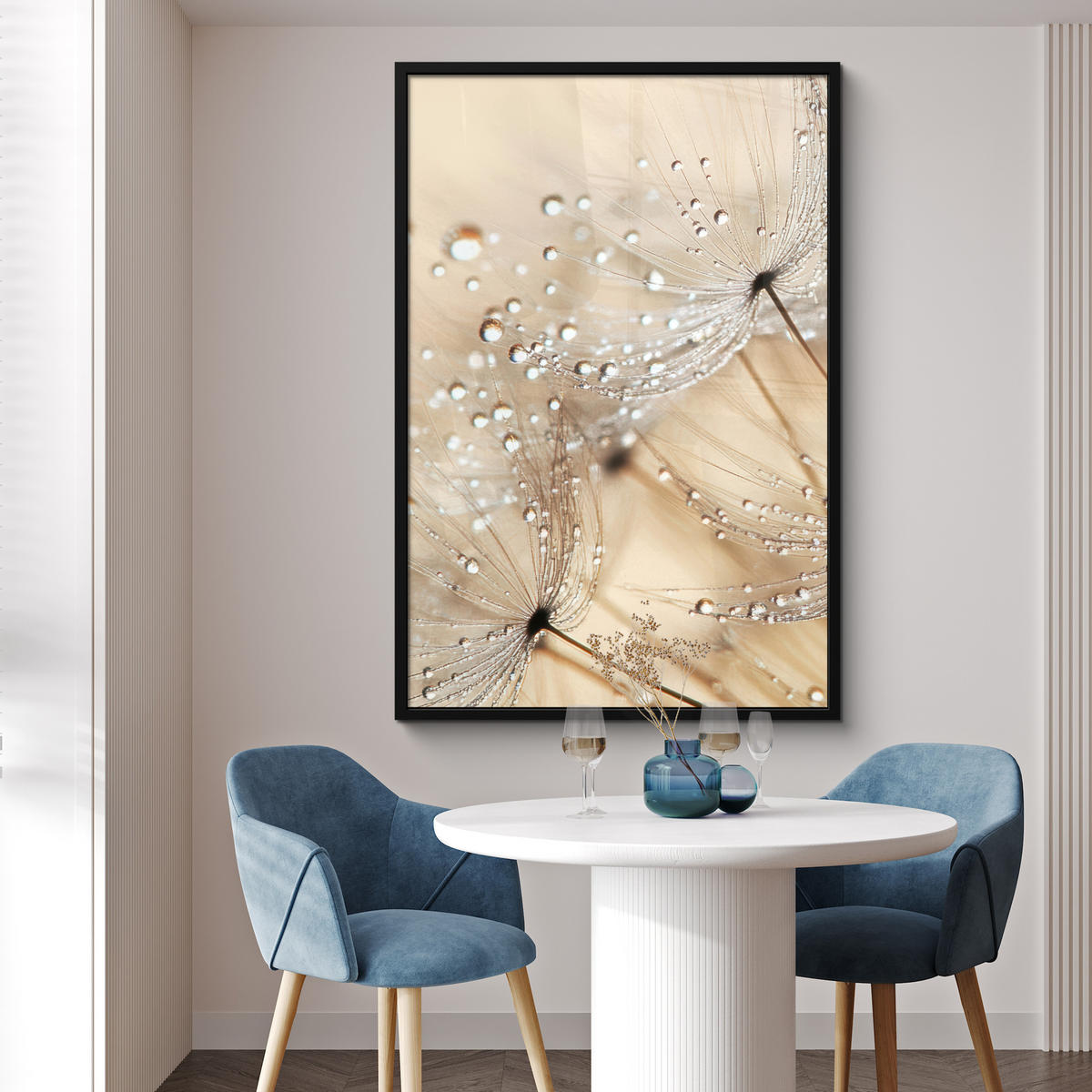 GERAHMTES BILD Löwenzahn - Abstrakt - Natur - Beige 80x120 cm - Braun, Papier (80/120cm) - MuchoWow