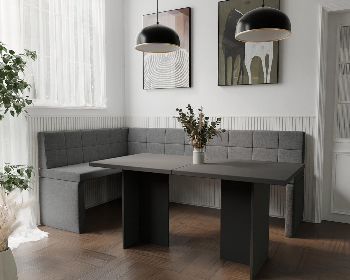 ECKBANK links MELVIN Webstoff, 128/168 cm Dunkelgrau - Dunkelgrau, Holz/Textil (128/168cm) - Idohome