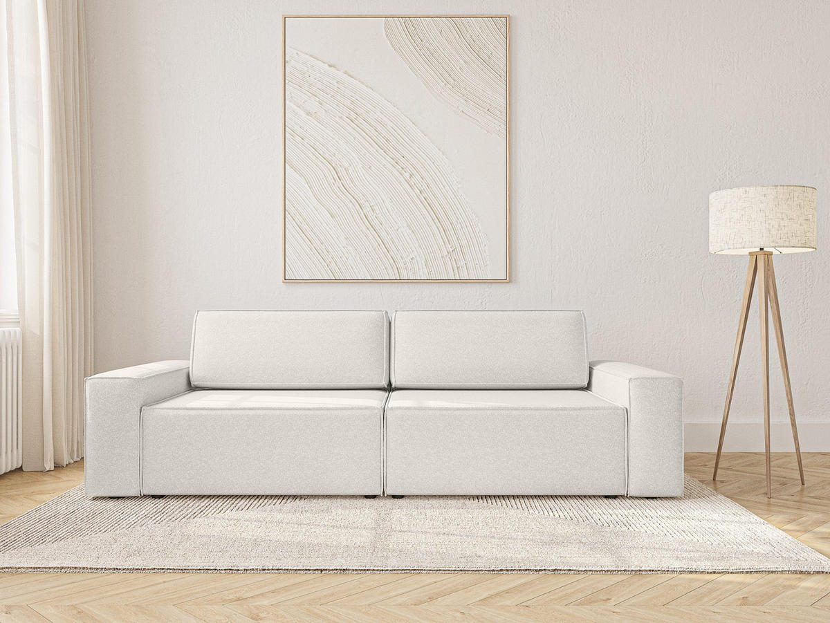 SOFA Lummo Mi mit Schlaffunktion, Cremeweiß - Weiß, Textil (246/70/185cm) - Fedve