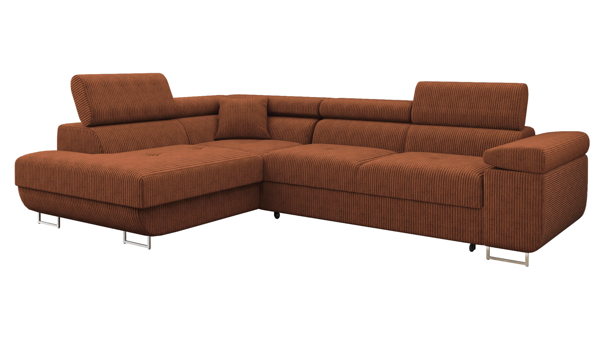 ECKSOFA Torezio Cord, Seite: Links - Braun, Holz/Textil (274/203cm) - MIRJAN24