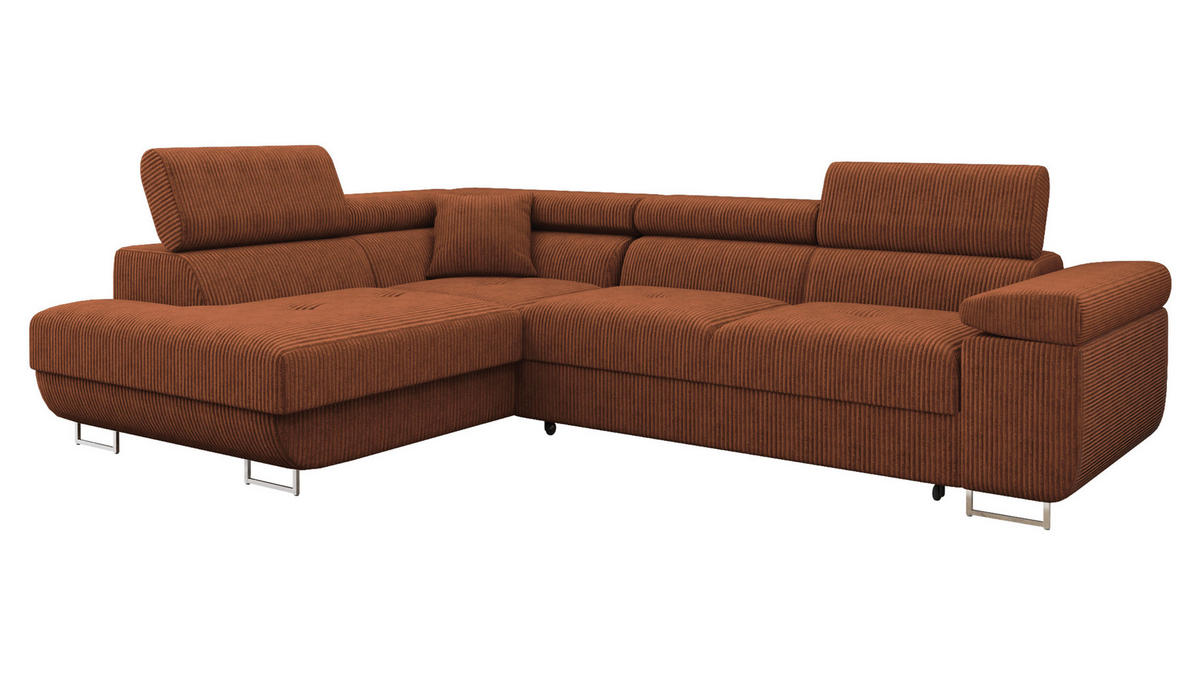 ECKSOFA Torezio Cord, Seite: Links - Braun, Holz/Textil (274/203cm) - MIRJAN24