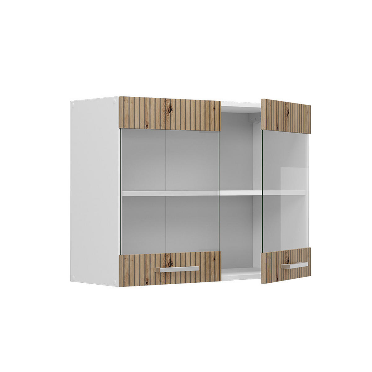 KÜCHENGLASSCHRANK R-Line Artisan-Eiche 80 cm - Weiß/Eiche Artisan, Holzwerkstoff (80/60/31cm) - Vicco
