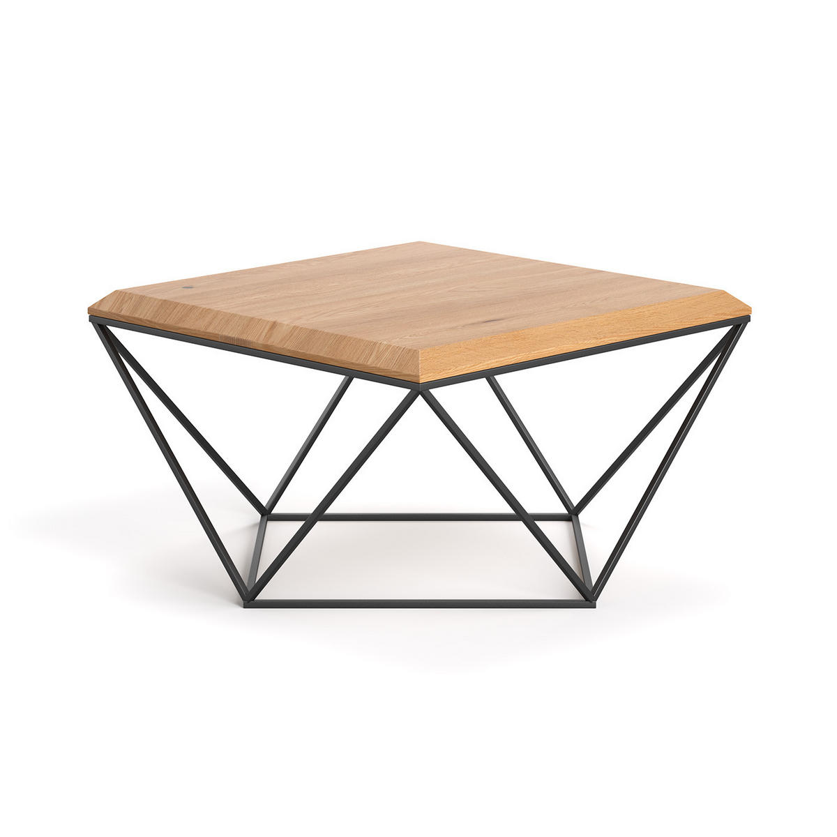 COUCHTISCH Arbor aus massivem Eichenholz 100x100 cm - Eichefarben/Schwarz, Holz/Metall (100/100/41cm) - Danzz