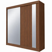 KLEIDERSCHRANK Gloria 200 cm Nussbaum Warmia Spiegel 2 Schubl. Griffe schwarz - Nussbaumfarben, Holzwerkstoff (200/216/61cm) - KS Home Concept